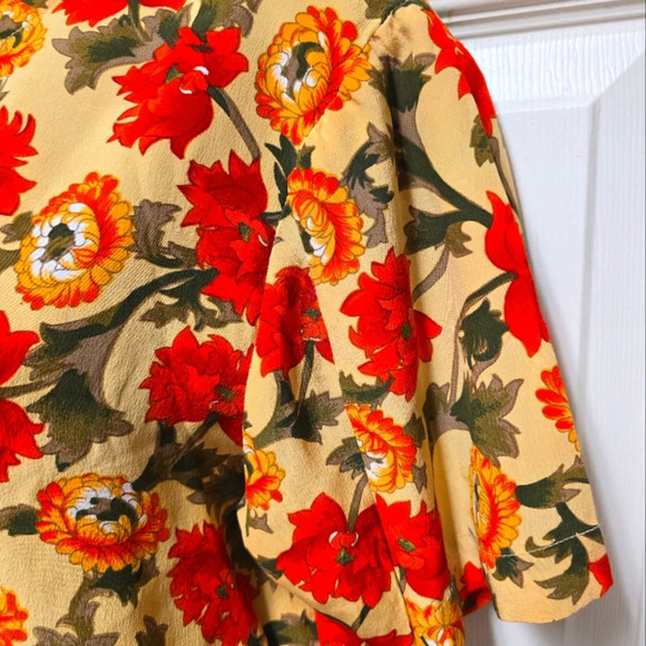 Vintage 100% Silk Oscar De La Renta Expression Floral Short Sleeve Blouse SzM - Picture 6 of 10